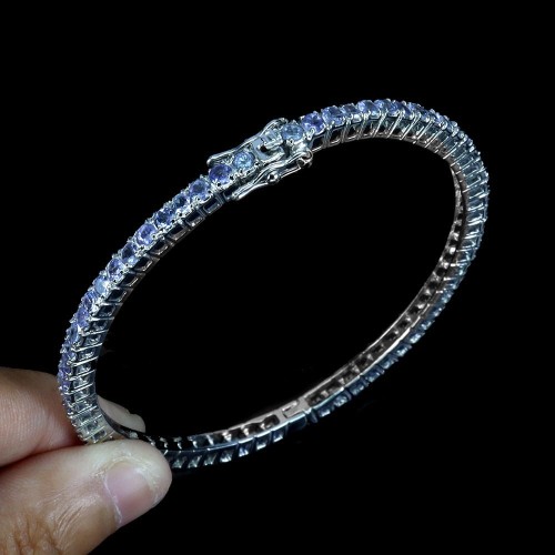 Piękna elegancka bransoletka srebrna naturalne tanzanity 925