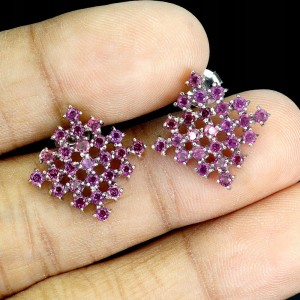 925 Delikatne piękne kolczyki naturalne rodolity granaty 1