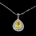 925 Delikatny srebrny naszyjnik cyrkonie żółty szafir naturalny