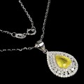 925 Delikatny srebrny naszyjnik cyrkonie żółty szafir naturalny