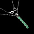 925 Delikatny piękny naszyjnik naturalne szmaragdy srebrny