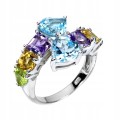 925 Pierścionek naturalne cytryny ametysty topazy oliwiny r 17 serce