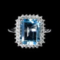 925 Pierścionek naturalny sky blue topaz białe topazy r 15
