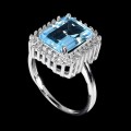 925 Pierścionek naturalny sky blue topaz białe topazy r 15