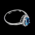 Delikatny pierścionek swiss blue topaz cyrkonie r 13.5 925
