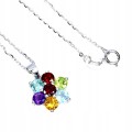 925 Piękny naszyjnik kwiat delikatny naturalny cytryn ametyst topaz granaty