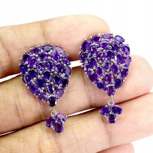 1 Kolczyki srebrne zjawiskowe naturalne ametysty