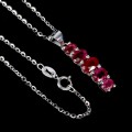 925 Srebro piękny delikatny naszyjnik naturalne rubiny