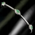 925 Bransoletka elegancka delikatna naturalne szmaragdy srebrna