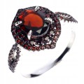 925 Srebrny piękny pierścionek naturalne granaty r 14.5