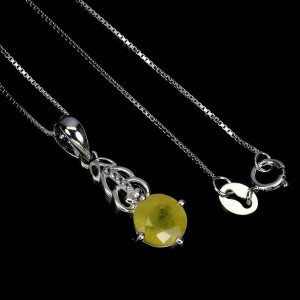 925 Naszyjnik srebrny delikatny białe topazy żółty szafir naturalny