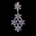 925 Srebrny wisiorek naturalne tanzanity granaty kwiat