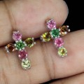 Kolczyki delikatne 925 krzyżyk naturalne turmaliny 2