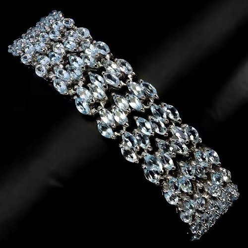 Srebrna elegancka bransoletka naturalne topazy sky blue
