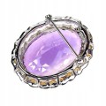 Zjawiskowa broszka srebrna naturalny 63ct ametyst perły