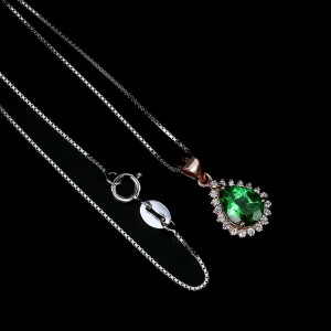 Srebro 925 delikatny naszyjnik cyrkonie naturalny topaz zielony