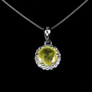 Srebrny naszyjnik delikatny białe topazy żółty szafir naturalny 925