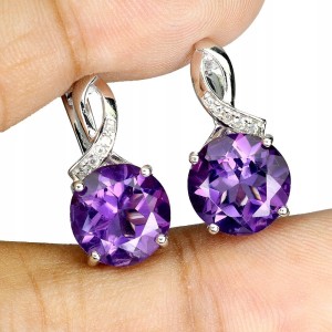 Kolczyki srebro piękne delikatne naturalne ametysty białe topazy 2