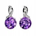 Kolczyki srebro piękne delikatne naturalne ametysty białe topazy 2