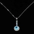 Delikatny 925 naszyjnik naturalne Sky Blue topazy cyrkonie