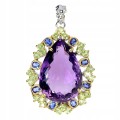 Wisiorek zjawiskowy srebrny naturalny 47ct ametyst oliwiny kianity