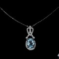 925 Delikatny piękny naszyjnik naturalny Sky Blue topaz cyrkonie