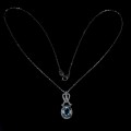 925 Delikatny piękny naszyjnik naturalny Sky Blue topaz cyrkonie