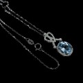 925 Delikatny piękny naszyjnik naturalny Sky Blue topaz cyrkonie