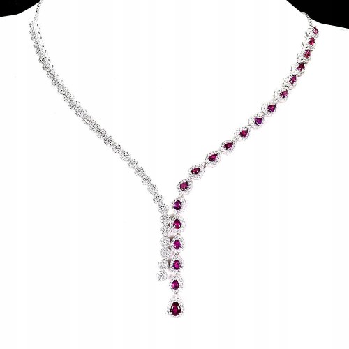 Zjawiskowy 925 naszyjnik naturalne rodolity granaty cyrkonie