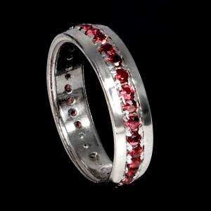 Pierścionek delikatny r 13 obrączka srebrna granaty rodolity