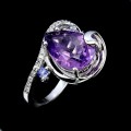Delikatny zjawiskowy pierścionek 925 naturalny ametyst tanzanity r 14.5