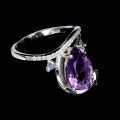 Delikatny zjawiskowy pierścionek 925 naturalny ametyst tanzanity r 14.5