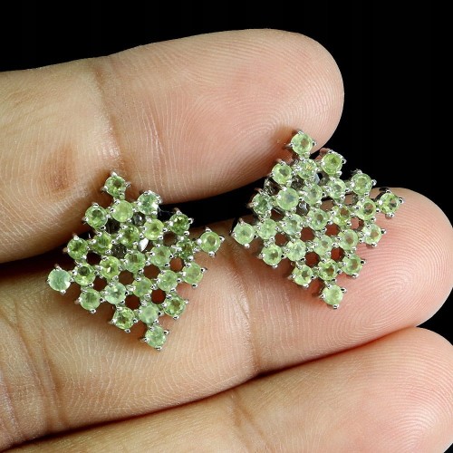 Srebro kolczyki naturalne oliwiny 925 delikatne 2