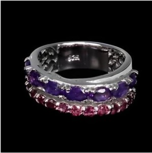 Pierścionek srebrny naturalne rodolity granaty ametysty r 18