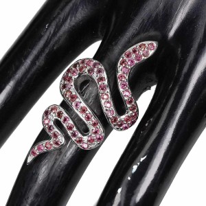 Pierścionek naturalne granaty rodolity r 14 wąż