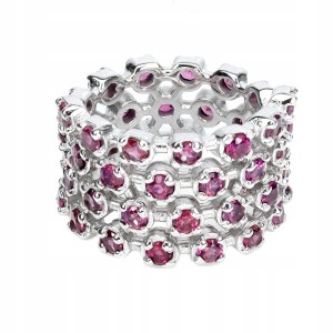 Pierścionek r 13 piękny srebrny naturalne rodolity granaty 925