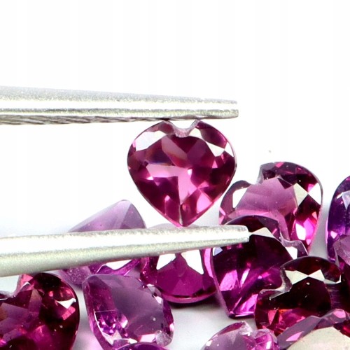 Granaty rodolity kamienie naturalne 15 sztuk szlif serce 4.1ct