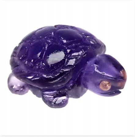 Ametyst rzeźbiony kamień naturalny żółw szafiry 15.22ct