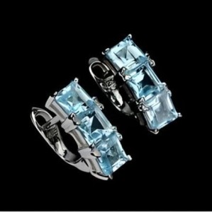2 Delikatne srebrne kolczyki naturalne topazy sky blue 925 piękne