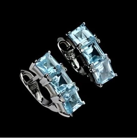 2 Delikatne srebrne kolczyki naturalne topazy sky blue 925 piękne