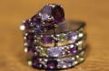 Pierścionek srebrny naturalne granaty oliwiny ametysty tanzanity r 17