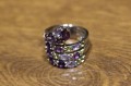 Pierścionek srebrny naturalne granaty oliwiny ametysty tanzanity r 17