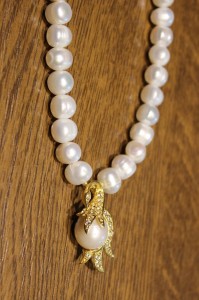 925 Naszyjnik naturalne perły białe topazy łabędź piękny