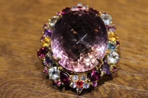 Broszka srebrna naturalny 68ct ametryn akwamaryny cytryny tanzanity 925