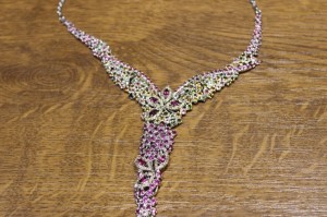 925 Naszyjnik naturalne granaty rodolity turmaliny szafiry zjawiskowy