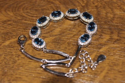 925 Bransoletka naturalne topazy london cyrkonie zjawiskowa