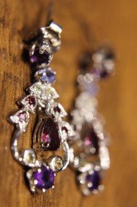 2 Kolczyki srebrne naturalne oliwiny ametysty tanzanity granaty 925