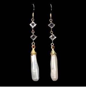 Delikatne wiszące kolczyki naturalne perły ametysty srebro 2