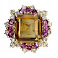 925 Pierścionek naturalny 30ct cytryn granaty tanzanity r 20