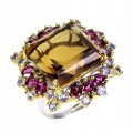 925 Pierścionek naturalny 30ct cytryn granaty tanzanity r 20